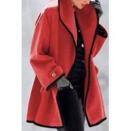 Fashion Multicolor Round Neck Loose Woolen Coat