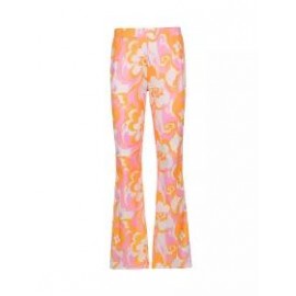 Floral Print Contrast Micro-Flare Pants
