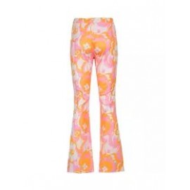 Floral Print Contrast Micro-Flare Pants