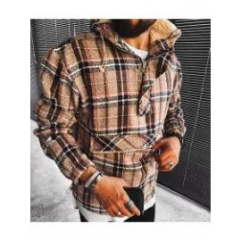 Casual Fashion Plaid Hooded Jacket
