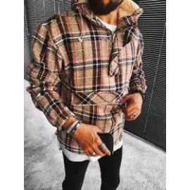 Casual Fashion Plaid Hooded Jacket
