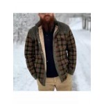 Men's Retro Check Pattern Stitching Warm Wanderer Jacket