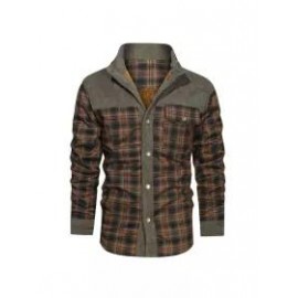 Men's Retro Check Pattern Stitching Warm Wanderer Jacket