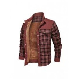 Men's Retro Check Pattern Stitching Warm Wanderer Jacket