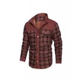 Men's Retro Check Pattern Stitching Warm Wanderer Jacket