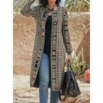Loose Casual Vintage Print Single Breasted Coat