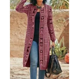 Loose Casual Vintage Print Single Breasted Coat