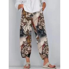 Loose Printed Elastic Waist Pants