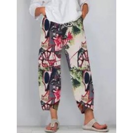 Loose Printed Elastic Waist Pants