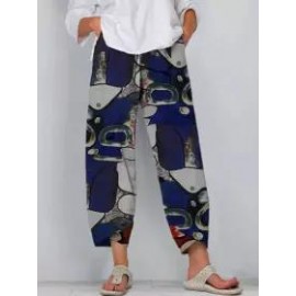 Loose Printed Elastic Waist Pants