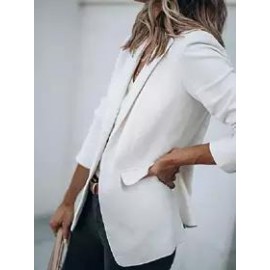 Casual Long Sleeve Solid Lapel Blazer