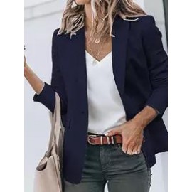 Casual Long Sleeve Solid Lapel Blazer