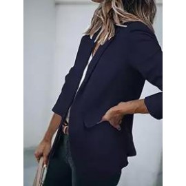 Casual Long Sleeve Solid Lapel Blazer