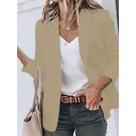 Casual Long Sleeve Solid Lapel Blazer