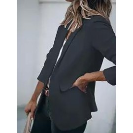 Casual Long Sleeve Solid Lapel Blazer