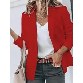 Casual Long Sleeve Solid Lapel Blazer