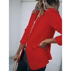 Casual Long Sleeve Solid Lapel Blazer