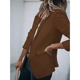Casual Long Sleeve Solid Lapel Blazer