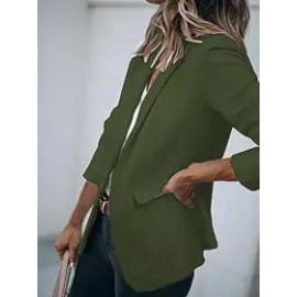 Casual Long Sleeve Solid Lapel Blazer