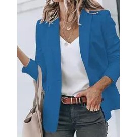 Casual Long Sleeve Solid Lapel Blazer