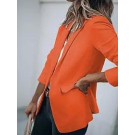 Casual Long Sleeve Solid Lapel Blazer