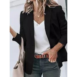 Casual Long Sleeve Solid Lapel Blazer
