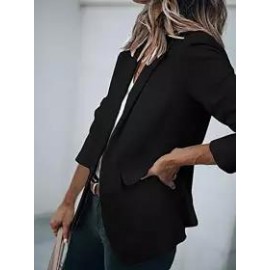 Casual Long Sleeve Solid Lapel Blazer