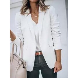 Casual Long Sleeve Solid Lapel Blazer