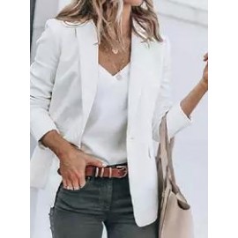 Casual Long Sleeve Solid Lapel Blazer