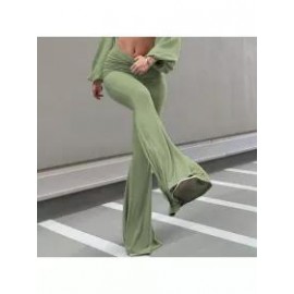 Women's Yoga Casual Tight-fitting Hip-lifting Solid Color Bell Bottom Pants Trousers On Behalf Of Women