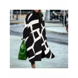 Fashion All-match Print Stitching Woolen Coat