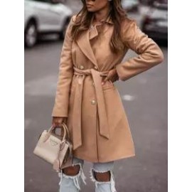 Fashion All-match Solid Color Woolen Coat