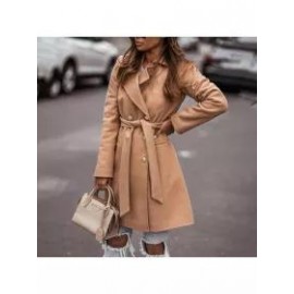 Fashion All-match Solid Color Woolen Coat