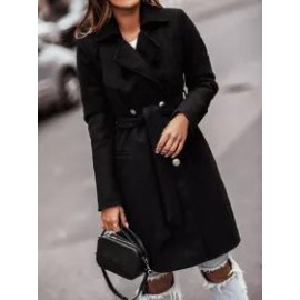 Fashion All-match Solid Color Woolen Coat