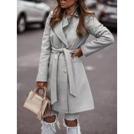 Fashion All-match Solid Color Woolen Coat