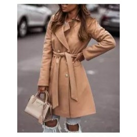 Fashion All-match Solid Color Woolen Coat