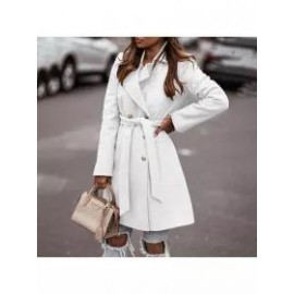 Fashion All-match Solid Color Woolen Coat