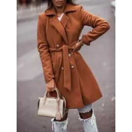 Fashion All-match Solid Color Woolen Coat