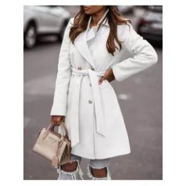 Fashion All-match Solid Color Woolen Coat