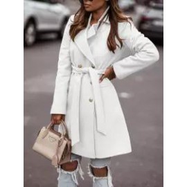 Fashion All-match Solid Color Woolen Coat