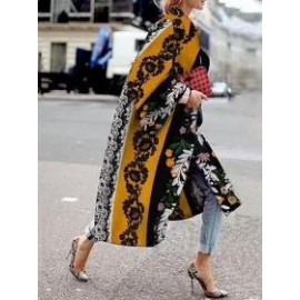 Fall/Winter Long Flared Sleeve Printed Loosen Coat