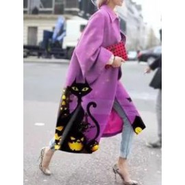 Fall/Winter Long Flared Sleeve Printed Loosen Coat