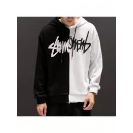 Contrast Fluffy Half Color Hoodies