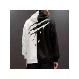 Contrast Fluffy Half Color Hoodies