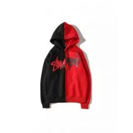 Contrast Fluffy Half Color Hoodies