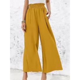 Loose Casual Solid Color High Waist Wide Leg Pants