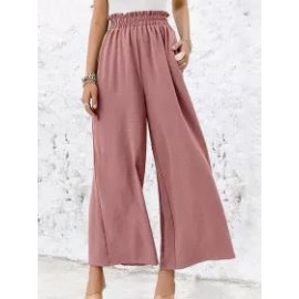 Loose Casual Solid Color High Waist Wide Leg Pants