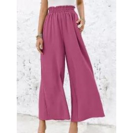 Loose Casual Solid Color High Waist Wide Leg Pants