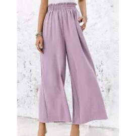Loose Casual Solid Color High Waist Wide Leg Pants