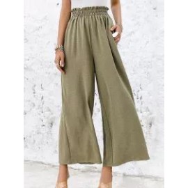 Loose Casual Solid Color High Waist Wide Leg Pants